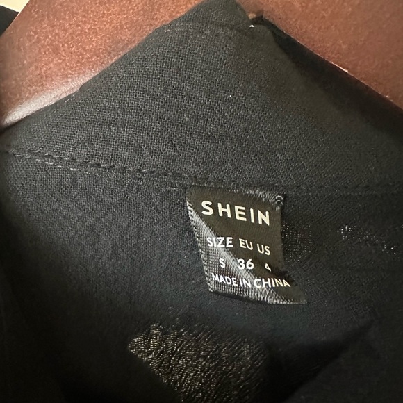 Women’s Short Sleeve Black Button Down Shirt - Picture 3 of 3